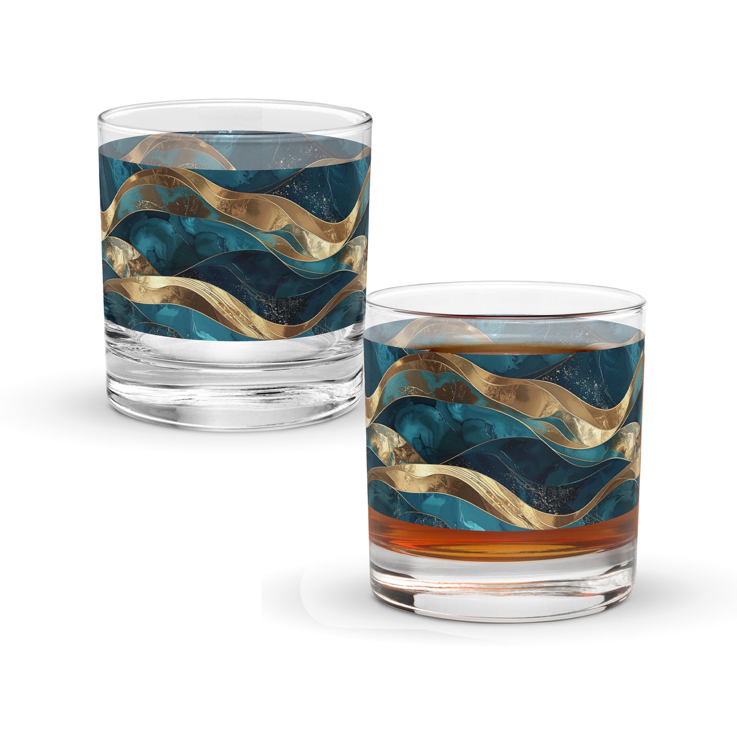 Opulent Teal Rocks Glass | Artisan Crafted