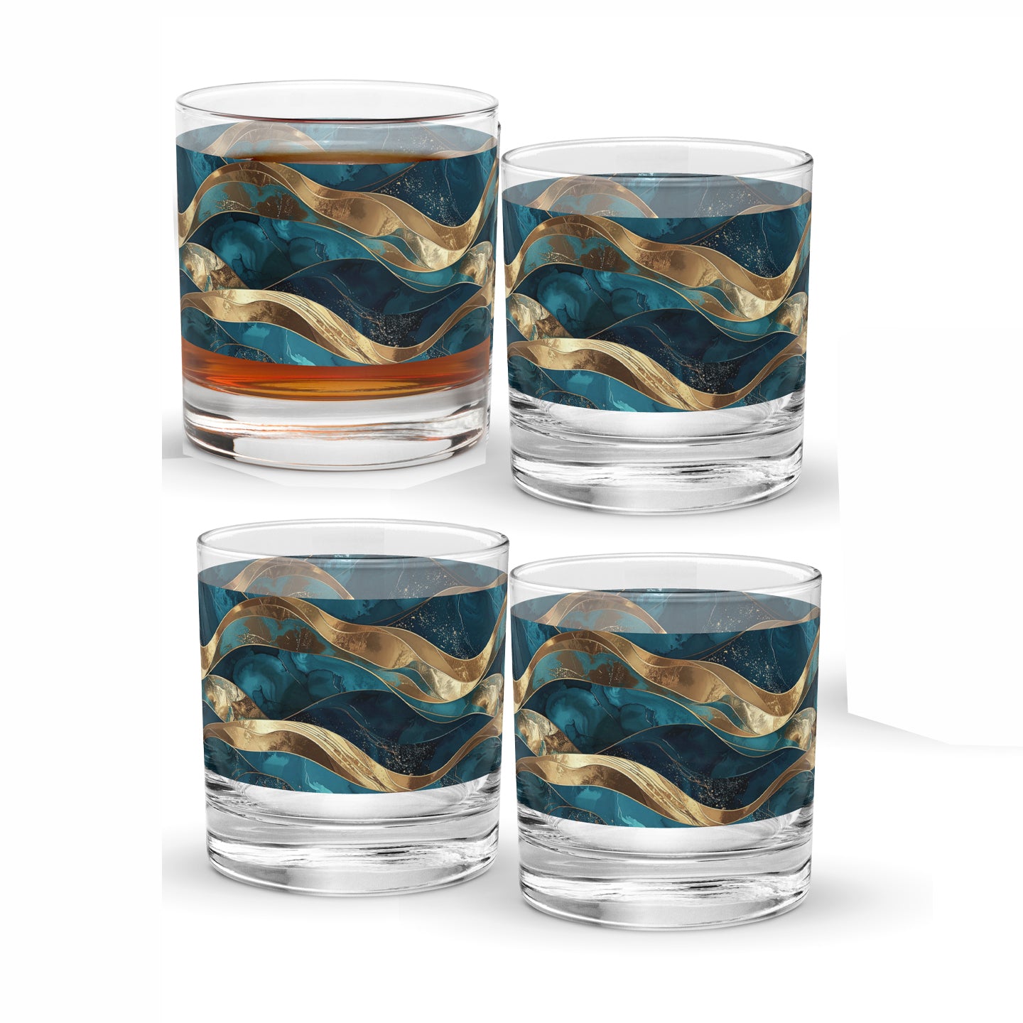 Opulent Teal Rocks Glass | Artisan Crafted