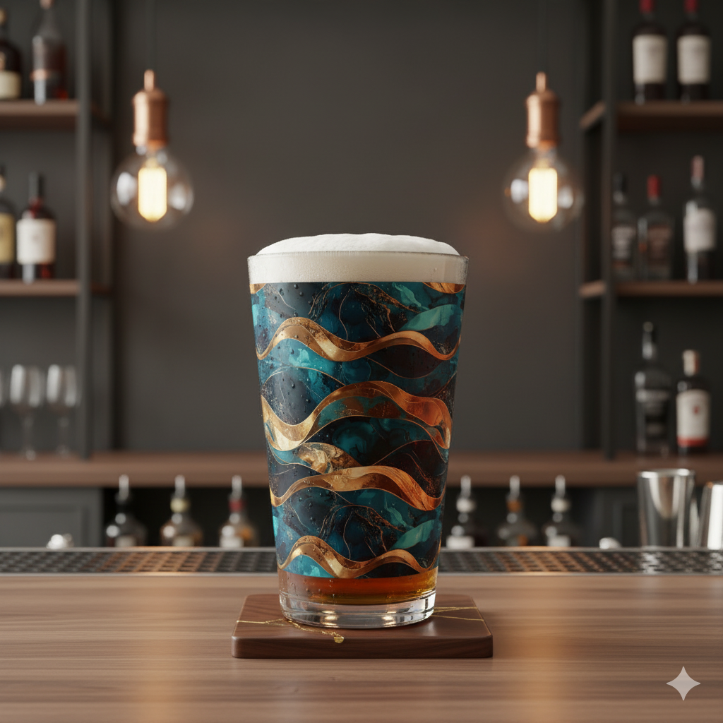 Opulent Teal Pint Beer Glass | Exclusive Modern Style