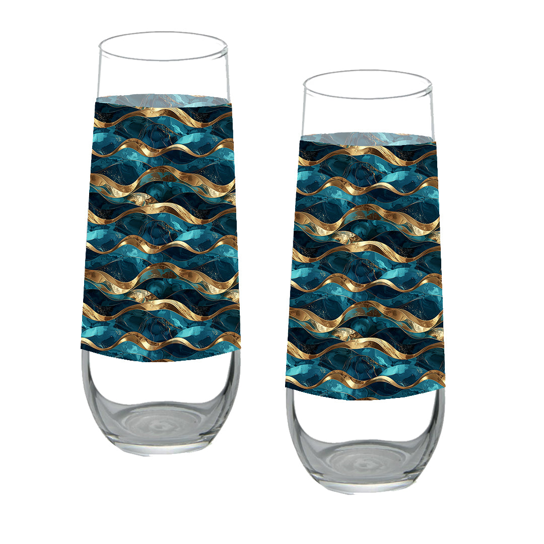 Opulent Teal Stemless Champagne Flute | Chic Signature Design