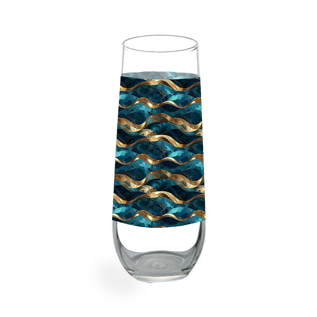 Opulent Teal Stemless Champagne Flute | Chic Signature Design