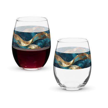 Opulent Teal Stemless Wine Glass | Signature Design