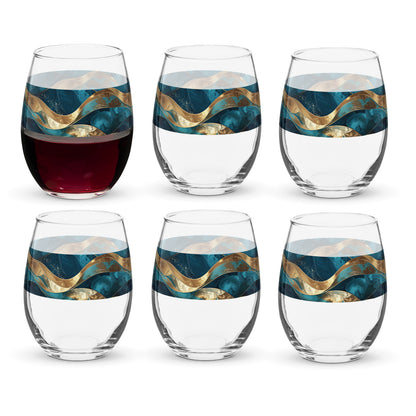 Opulent Teal Stemless Wine Glass | Signature Design