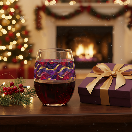 Holiday Rhapsody Stemless Wine Glass | Modern Statement