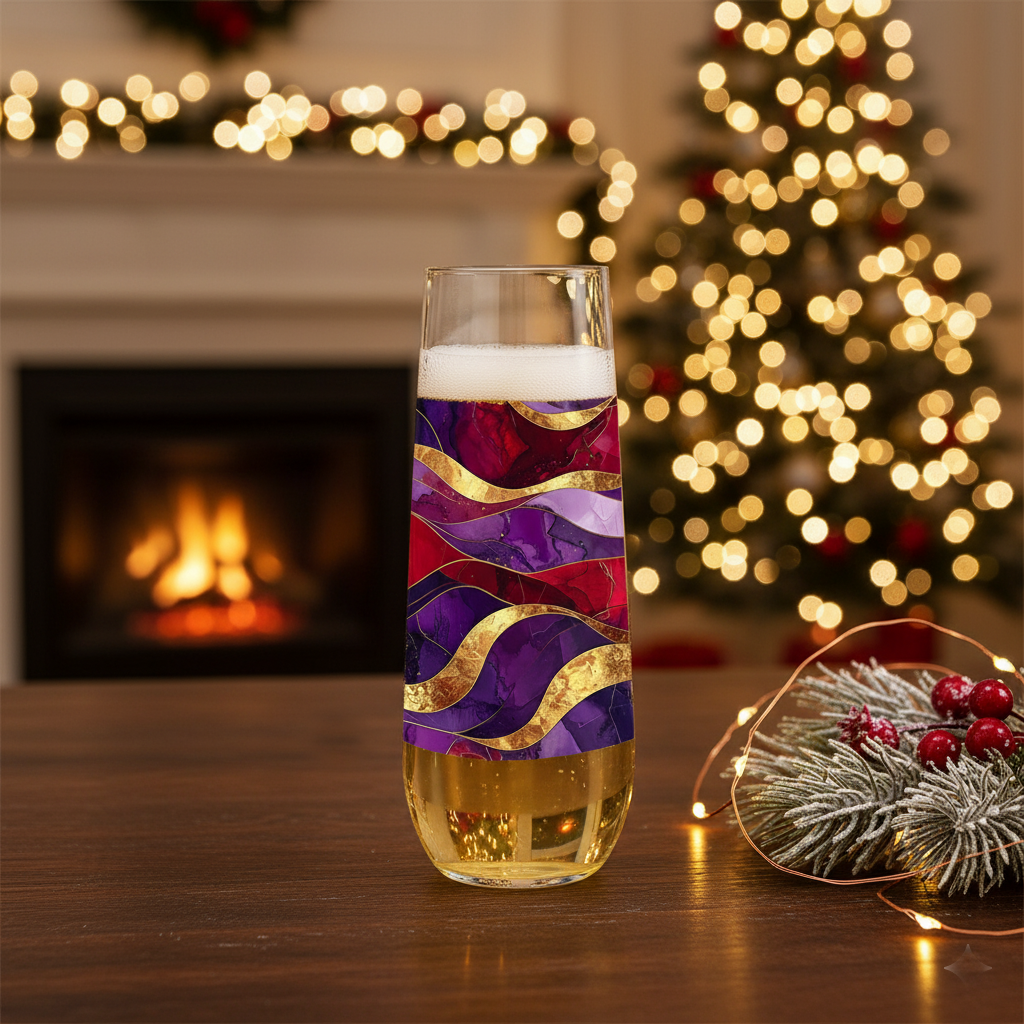 Stemless Champagne Flute | Holiday Rhapsody Design