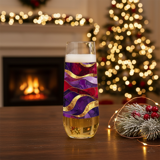 Stemless Champagne Flute | Holiday Rhapsody Design