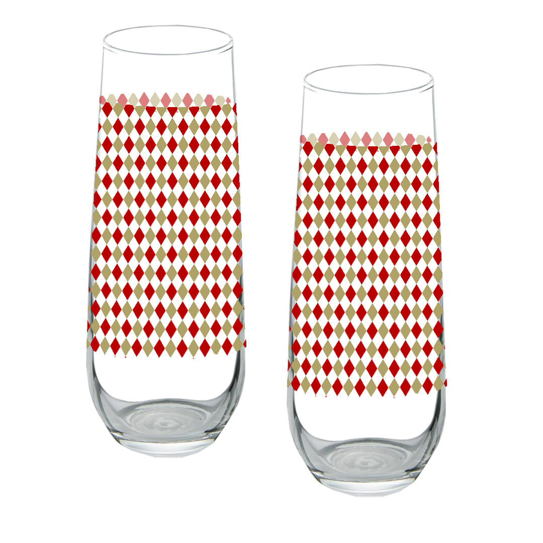 Ruby and Gold Stemless Champagne Flute | Signature Design