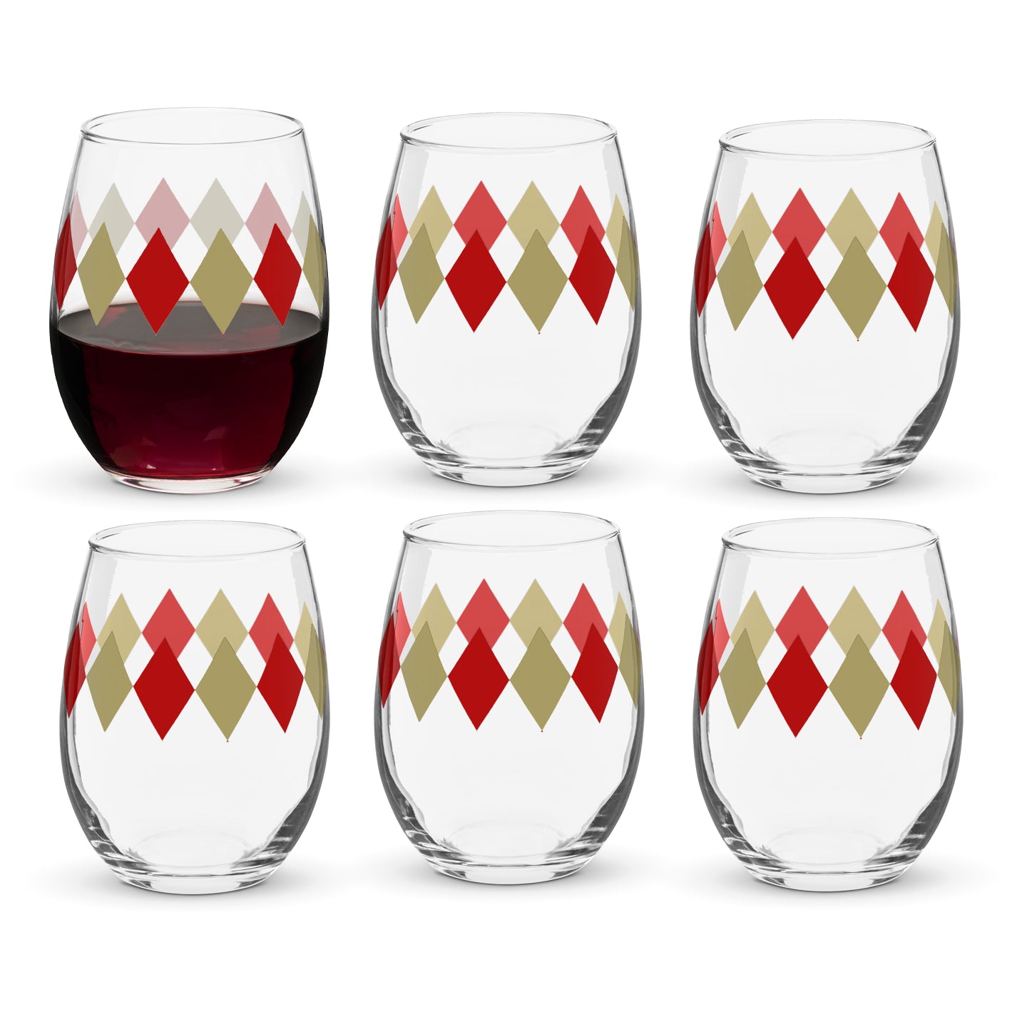 Ruby and Gold Stemless Wine Glass | Signature Design
