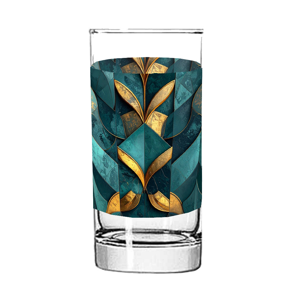 Gilded Patina Highball Glass | Unique Teal and Gold Design