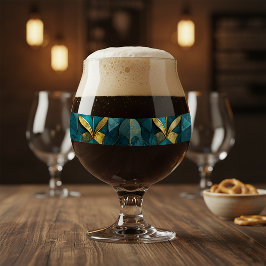 Gilded Patina Belgian Beer Glass | Elegant Custom Design
