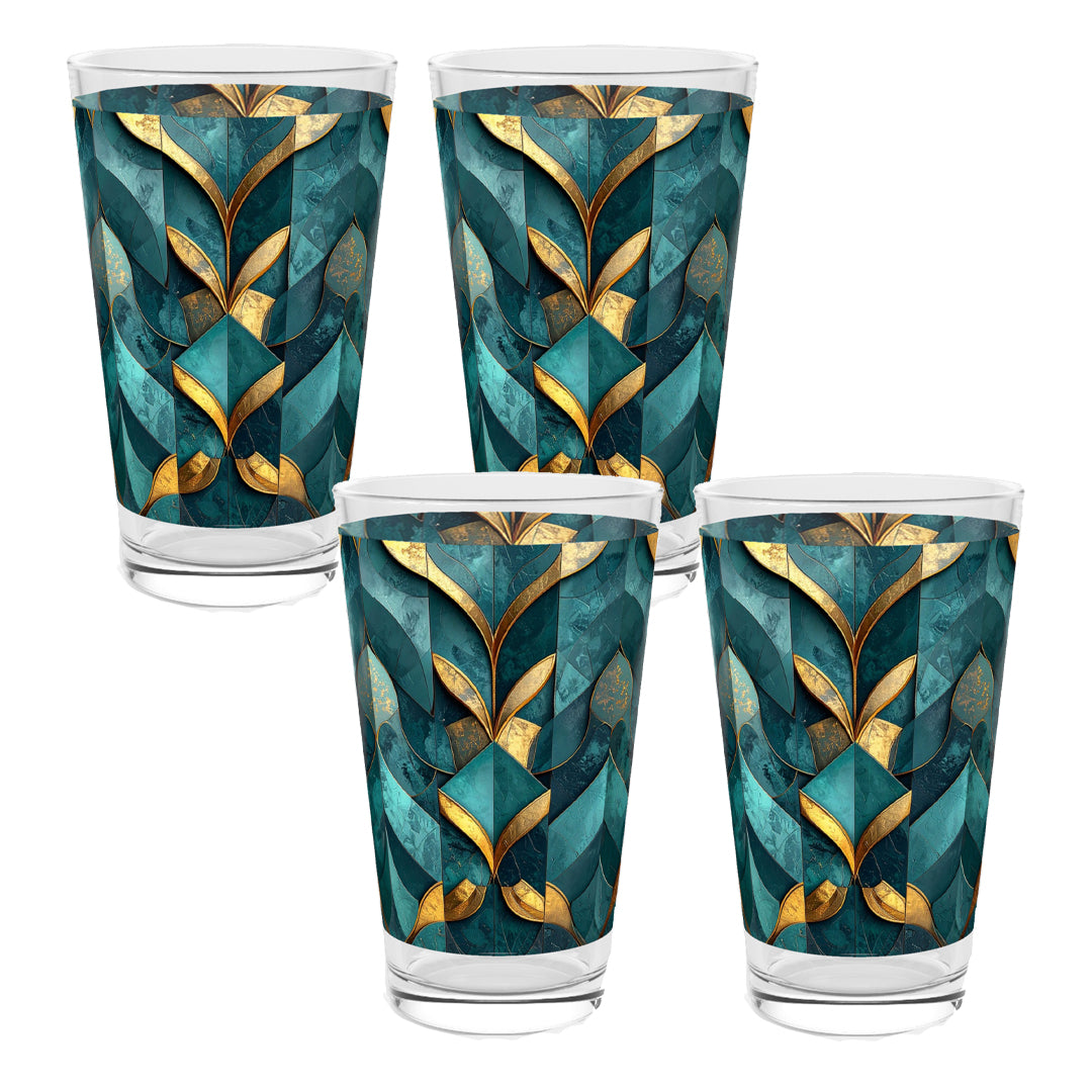 Refined Teal and Gold Design | Gilded Patina Pint Beer Glass